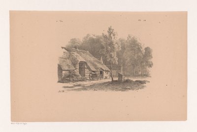 Cortijo con carro Estudios de paisaje sexta entrega (título de la serie) de Barend Cornelis Koekkoek