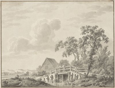 Paisaje en el borde de una duna con un pescador de Barend Cornelis Koekkoek