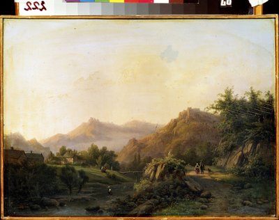 Paisaje con un camino. Pintura de Barend Cornelis Koekkoek (1803-1862). Óleo sobre tela. arte holandés. Museo de Arte M. Kroshitsky, Sebastopol (Sebastopol), Ucrania de Barend Cornelis Koekkoek