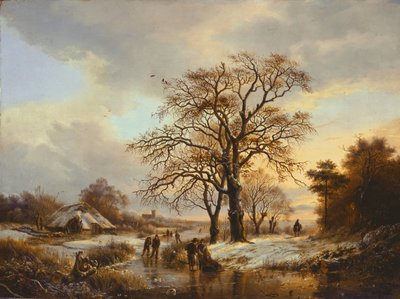 Patinadores en un Canal de Barend Cornelis Koekkoek
