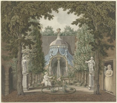 Escena de teatro en un jardín de la ciudad de Barend Hendrik Thier