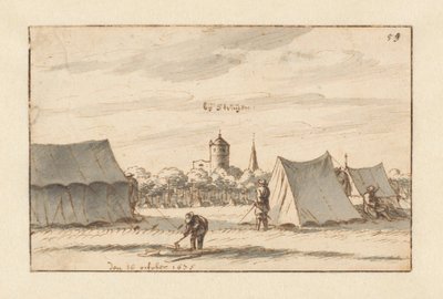 Campamento del ejército de Willem III cerca de Sint-Truiden, Limburgo de Barend Klotz (attributed to)