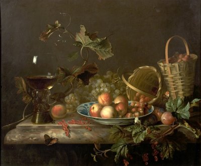 Pieza de Frutas con Copa de Vino, 1692 de Barend or Bernardus van der Meer