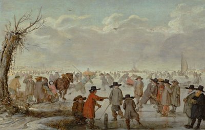 Juegos sobre el hielo 1654 (Óleo sobre tabla) de Barent Avercamp