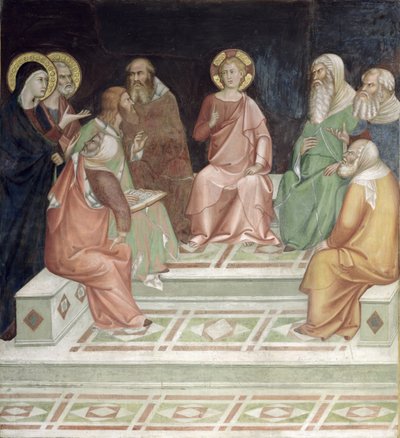 Jesús con los doctores, de una serie de escenas del Nuevo Testamento de Barna da Siena