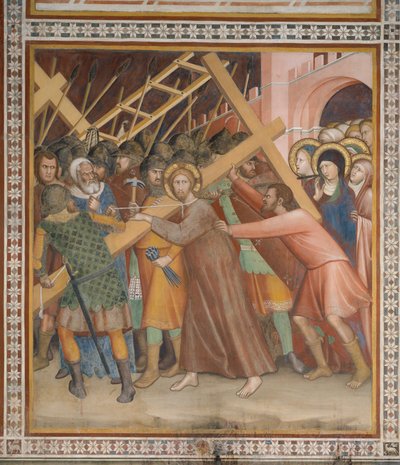 Escena del Nuevo Testamento: Llevando la cruz (fresco) de Barna da Siena
