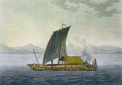 Una balsa saliendo del puerto de Guayaquil, Ecuador, de 
