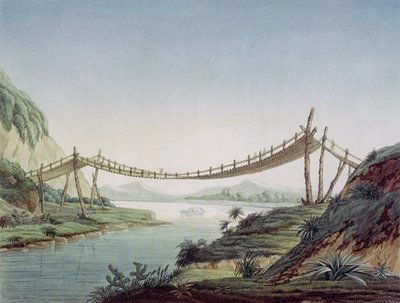 Puente de cuerda cerca de Penipe, cruzando el río Chambo, México, 1810 de Baron Friedrich Alexander von Humboldt