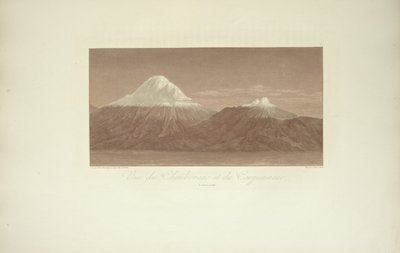 Vista de Chimborazo y Carguairazo, ilustración de "Vues des Cordillères et Monumens des Peuples Indigènes de l