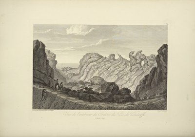 Vista del interior del cráter del Pico de Tenerife, dibujado por Gmelin, ilustración de "Vues des Cordillères et Monumens des Peuples Indigènes de l