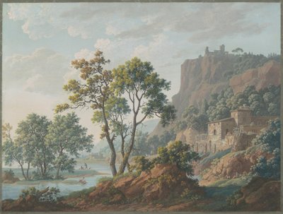 Paisaje Fluvial con Castillos y Pescadores de Baron Louis Albert Guillain Bacler d