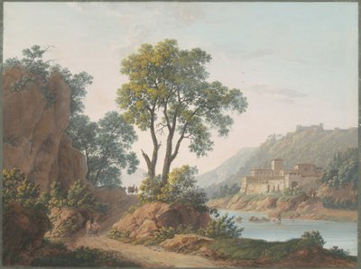 Paisaje Fluvial con Castillos y Viajeros de Baron Louis Albert Guillain Bacler d