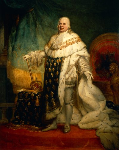 Retrato de Luis XVIII de Francia con la túnica de coronación de Baron Pierre Narcisse Guerin