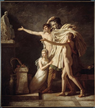 Ofrenda al dios Esculapio. Regalo de serpientes para venerar al dios romano de la medicina de Baron Pierre Narcisse Guerin