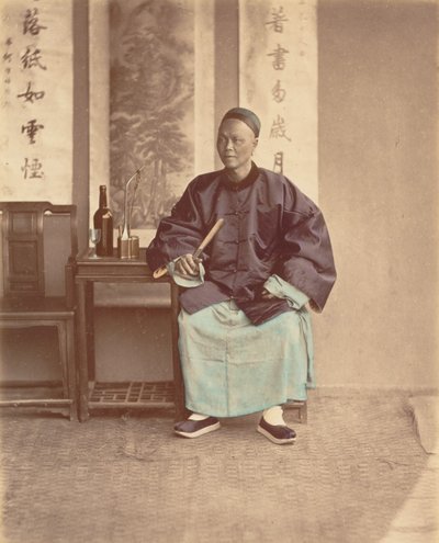 [Mujer china sentada con abanico], 1870s de Baron Raimund von Stillfried