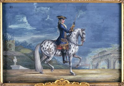 No. 11 Un caballo appaloosa de la Escuela Española de Equitación, del stud imperial en Bohemia de Baron Reis Eisenberg