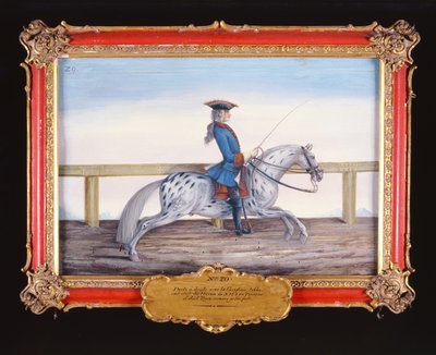 No. 29 Un caballo gris moteado de la Escuela Española de Equitación realizando un movimiento de doma de Baron Reis Eisenberg
