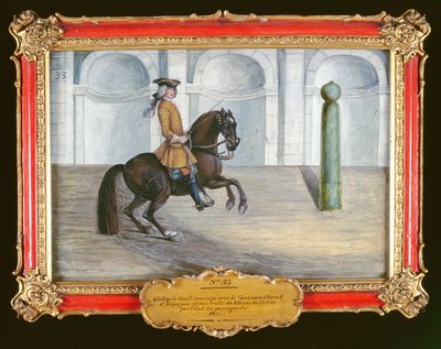 No. 33 Un caballo español de la Escuela Española de Equitación realizando un movimiento de doma de Baron Reis Eisenberg