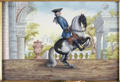 No. 41 Un caballo pinto de la Escuela Española de Equitación realizando la Pesade de Baron Reis Eisenberg
