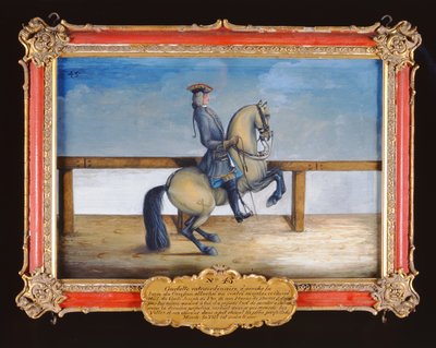 No. 45 Un caballo de la Escuela Española de Equitación realizando un movimiento de doma llamado Courbette de Baron Reis Eisenberg