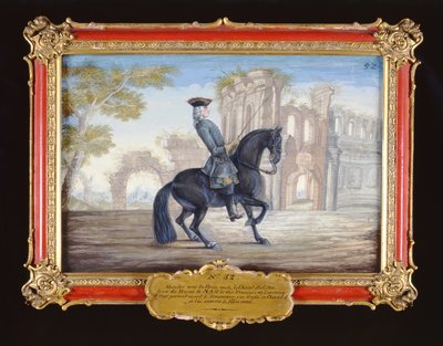 No. 52 Le Bienvenu, un caballo bayo oscuro de la Escuela Española de Equitación realizando un movimiento de doma de Baron Reis Eisenberg