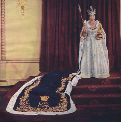 La Reina Isabel II con ropas de coronación, 1953 de Baron Sterling Henry Nahum