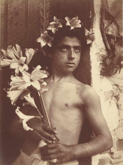 [Niño con lirios] de Baron Wilhelm von Gloeden