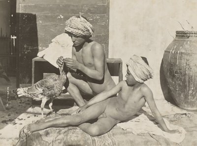[Dos jóvenes desnudos con pavo] de Baron Wilhelm von Gloeden