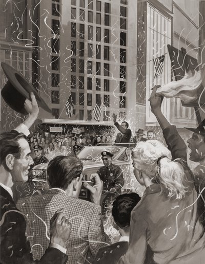 Richard Nixon elegido Presidente de los Estados Unidos (gouache sobre papel) de Barrie Linklater