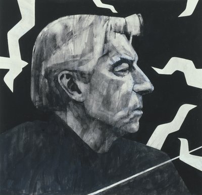 Retrato de Herbert von Karajan, ilustración para The Sunday Times de Barry Fantoni
