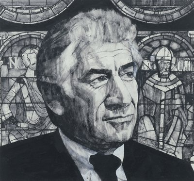 Retrato de Leonard Bernstein, ilustración para The Sunday Times, años 1970 de Barry Fantoni