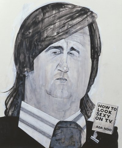 Retrato de Melvyn Bragg, ilustración para The Listener, años 1970 de Barry Fantoni