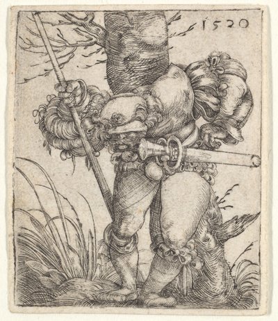 Soldado inclinado apoyado en un árbol, 1520 de Barthel Beham