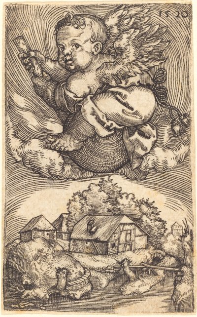 Genio en un globo flotando en el aire de Barthel Beham