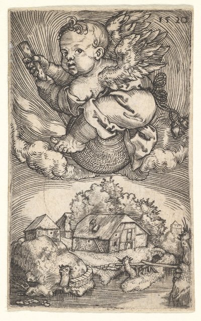 Genio en un Globo Flotando en el Aire, mediados del siglo XVII de Barthel Beham