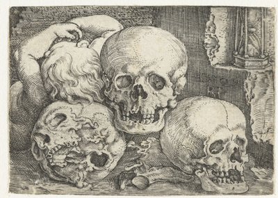 Niño con tres calaveras de Barthel Beham