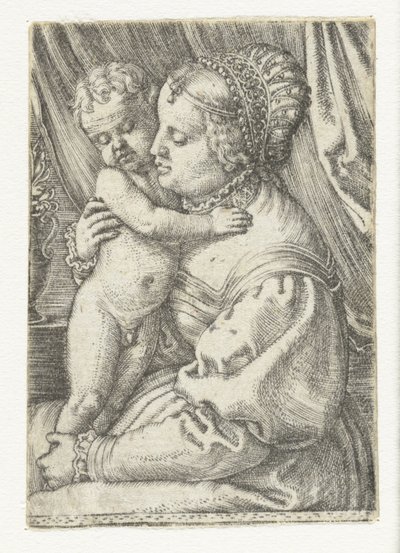 María sentada con un niño parado en su regazo de Barthel Beham