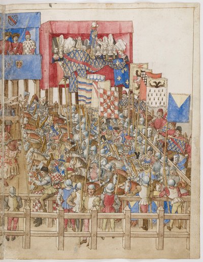 Iluminación del Libro de los torneos del Rey René de Anjou, dibujos de Barthélemy d