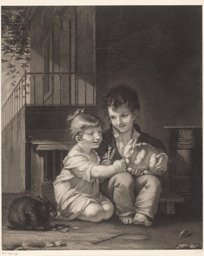 Dos niños con conejos
Mange mon petit, mange de Barthélémy Joseph Fulcran Roger