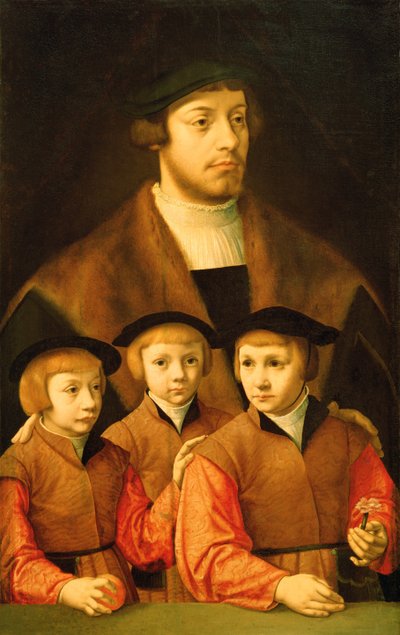 Retrato de un hombre y sus tres hijos, finales de 1530s-principios de 1540s de Bartholomaeus Bruyn