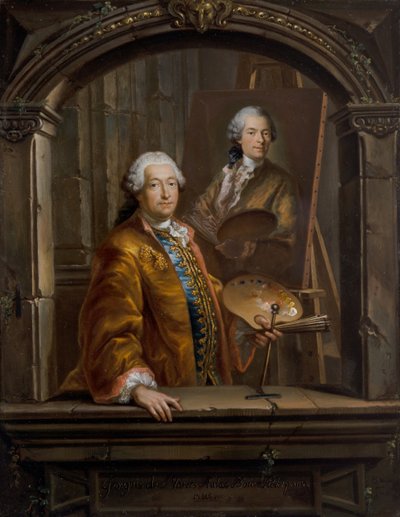Retrato de Georges Desmarées en su caballete pintando un retrato de Johann Christian Thomas Winck de Bartholomäus Ignaz Weiss