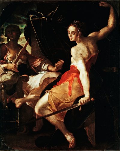 Alegoría de la Justicia y la Prudencia. Pintura de Bartholomeus Spranger (1546-1611), circa 1599-1600. París, Museo del Louvre de Bartholomaeus Spranger