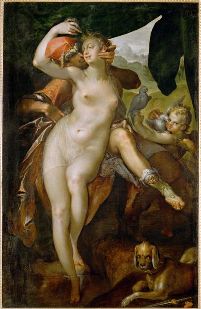 Venus y Adonis, c.1595 (pintura sobre lienzo) de Bartholomaeus Spranger