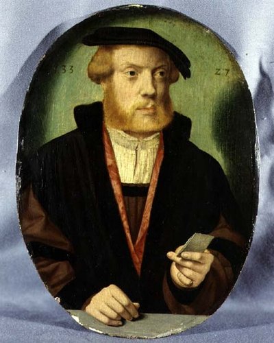 Retrato de un joven con capa forrada de piel de Bartholomaeus the Elder Bruyn
