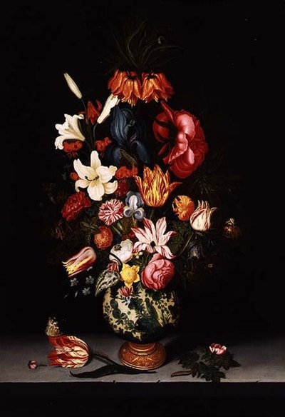Naturaleza muerta de flores en un borde de piedra de Bartholomeus Assteyn