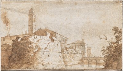 Una vista de Bracciano con la Iglesia de S. Maria Assunta de Bartholomeus Breenberg