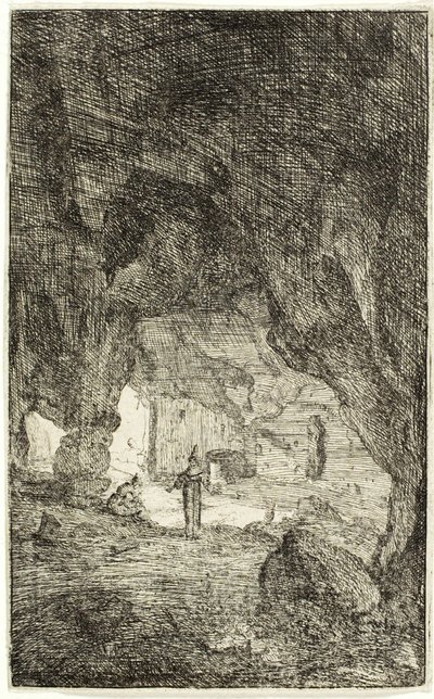 Gruta y frailes, de Las ruinas de Roma de Bartholomeus Breenbergh