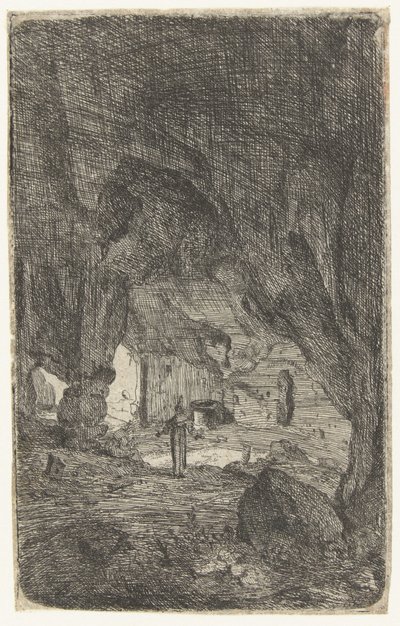 interior de una cueva La cueva de Valmontane. Ruinas romanas (título de la serie) Verscheyden entró en el edificio en ruinas Soo como buyten Romen (título de la serie) de Bartholomeus Breenbergh