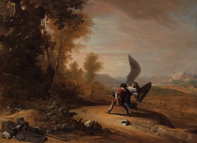 Jacob luchando con el ángel (Génesis 32:26-31) de Bartholomeus Breenbergh
