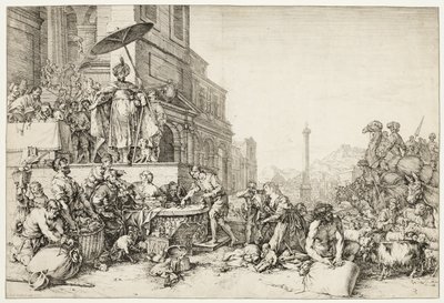José distribuyendo grano a Egipto de Bartholomeus Breenbergh